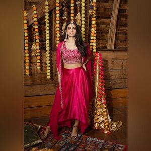 Designer hot pink indo-western !